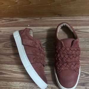 Frye Braided Slip-On Sneakers in Rust